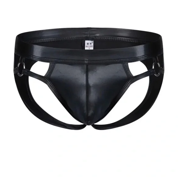LUXURIOUS FAUX LEATHER JOCKSTRAP - Picture 1 of 5
